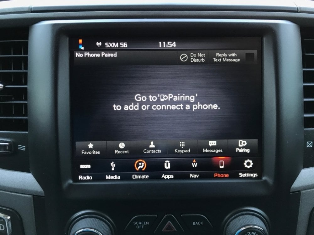 Ram UAQ bluetooth pairing screen