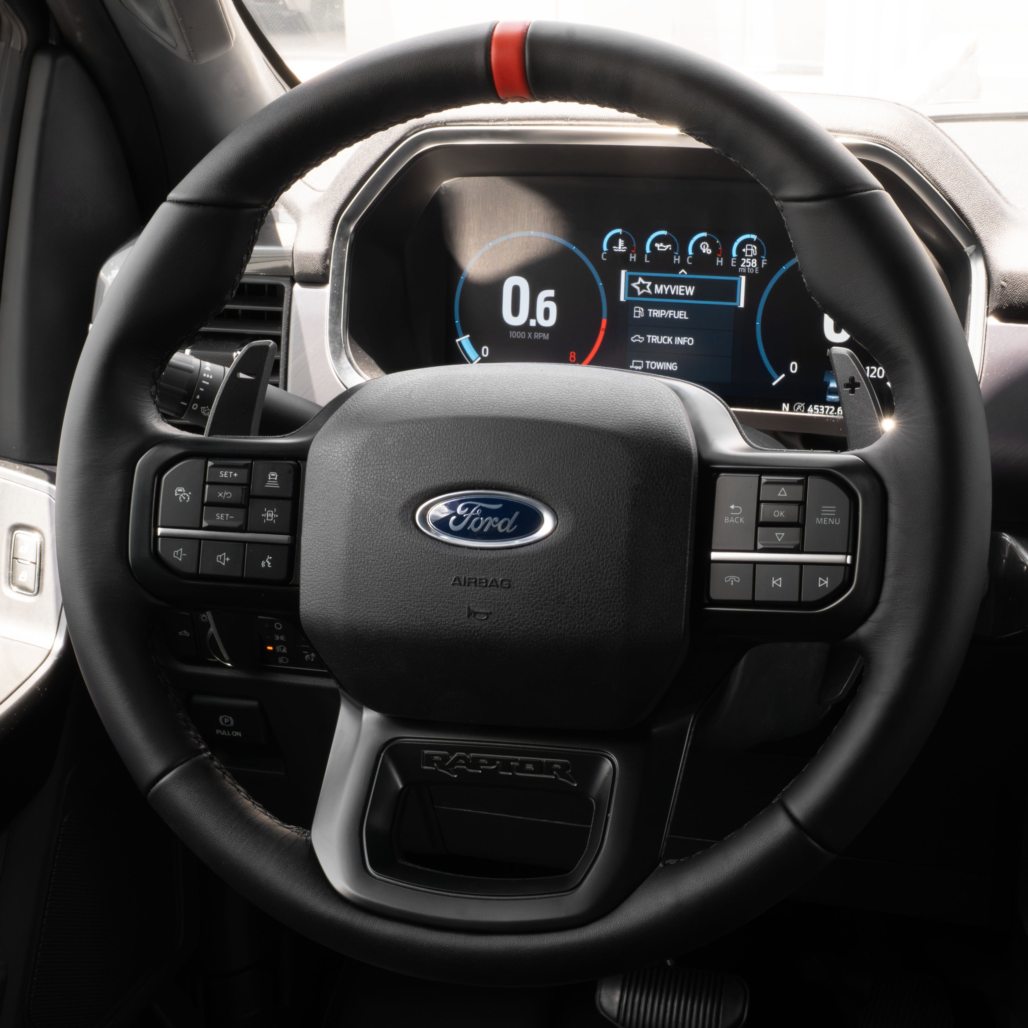 2021–2026 Ford F-150 OEM Leather Raptor Steering Wheel and Paddle Shifters