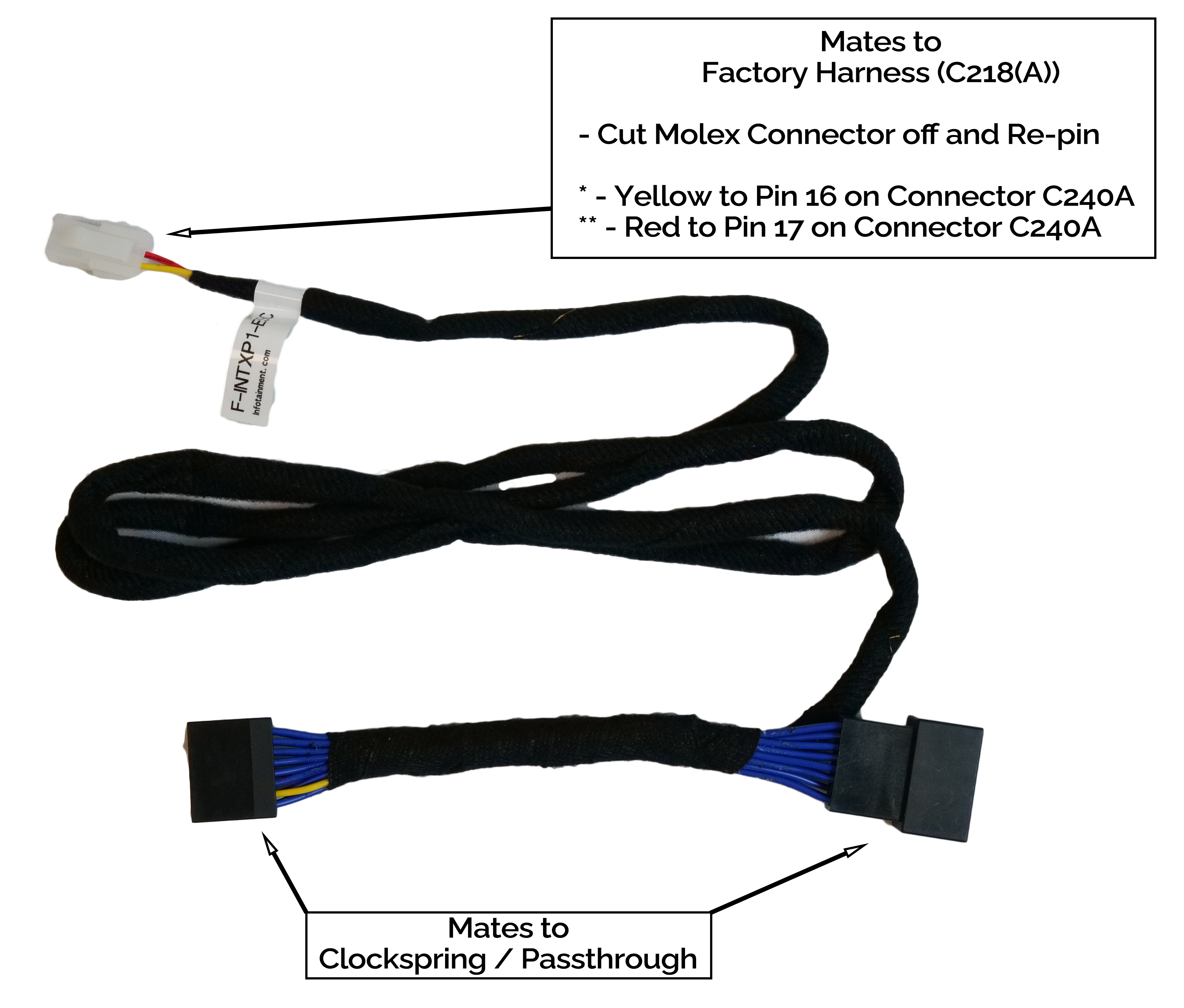 Ford ClockSpring Harness *Pairs with F-INTAMP* Use with Brick Kit. ***MUST REPIN 2 WIRES ON #61***