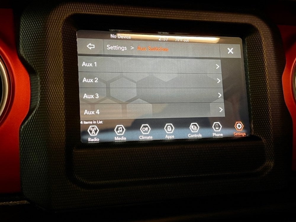 jeep gladiator aux switches settings