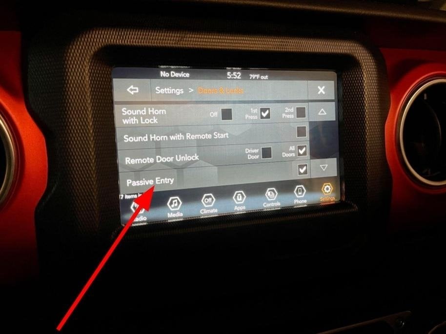 Passive Entry settings