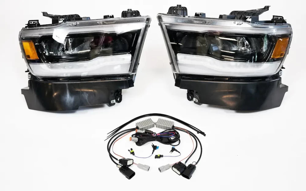 2019+ Ram 1500 DT Truck OEM Factory LED Headlight Upgrade Kit - Black Shroud