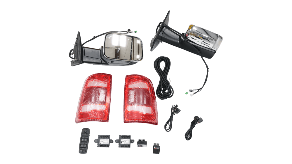Tow Chrome Mirrors w Red Lights PFM
