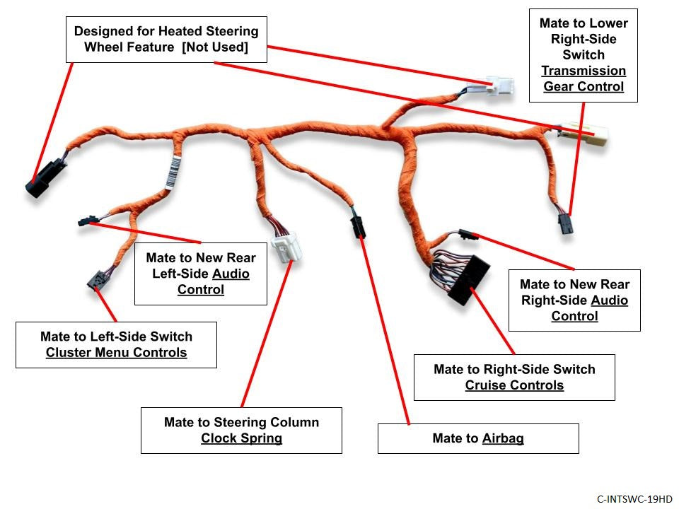 2019-2022 New Body Ram Heavy Duty Steering Wheel Wiring (Heated)