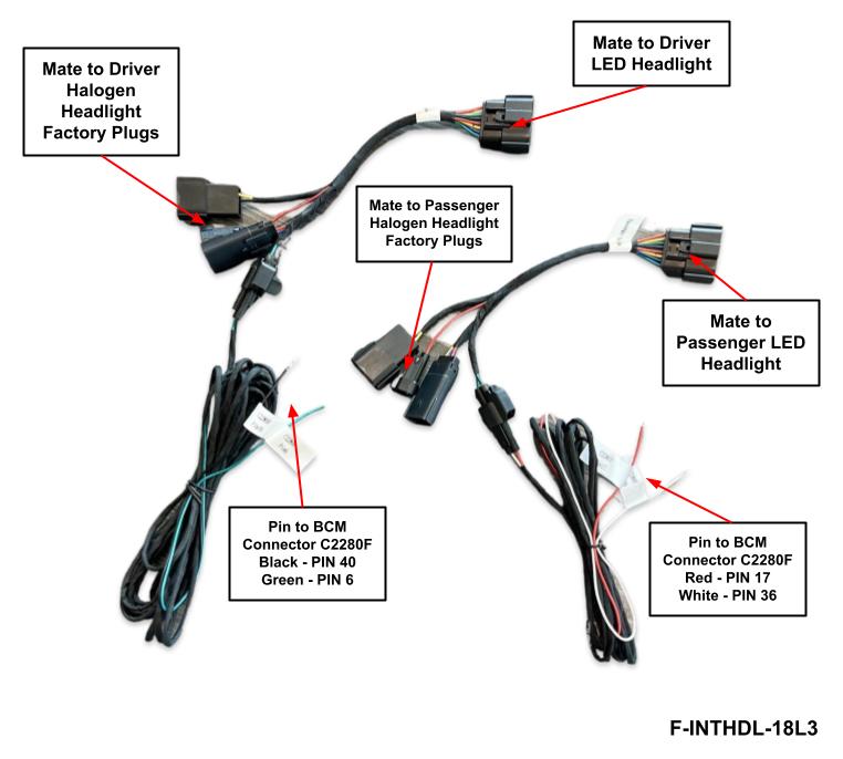 2018-2020 Ford F150 OEM Halogen to LED Headlight Wiring Harness Interface