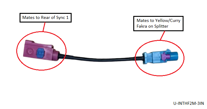 Sync 1 Fakra Heather Violet "H" Female to Male Cable - 3 IN