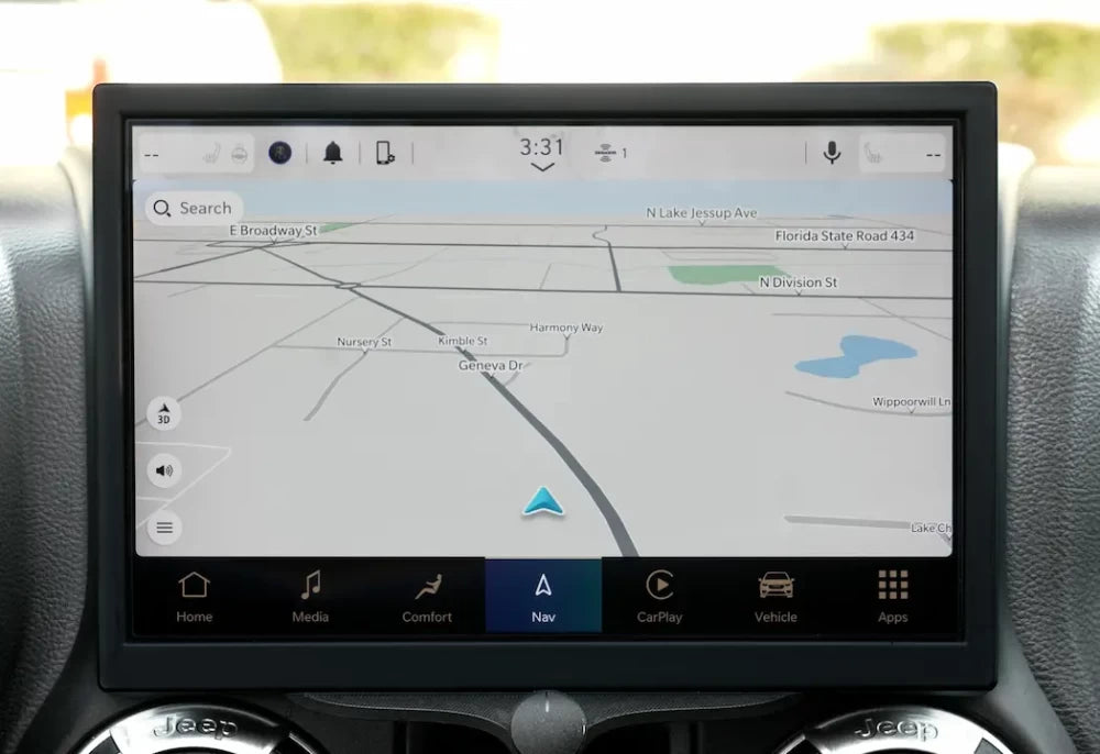 Jeep Wrangler JK UConnect 5 UBN touchscreen upgrade with Wireless Apple CarPlay &amp; Android Auto