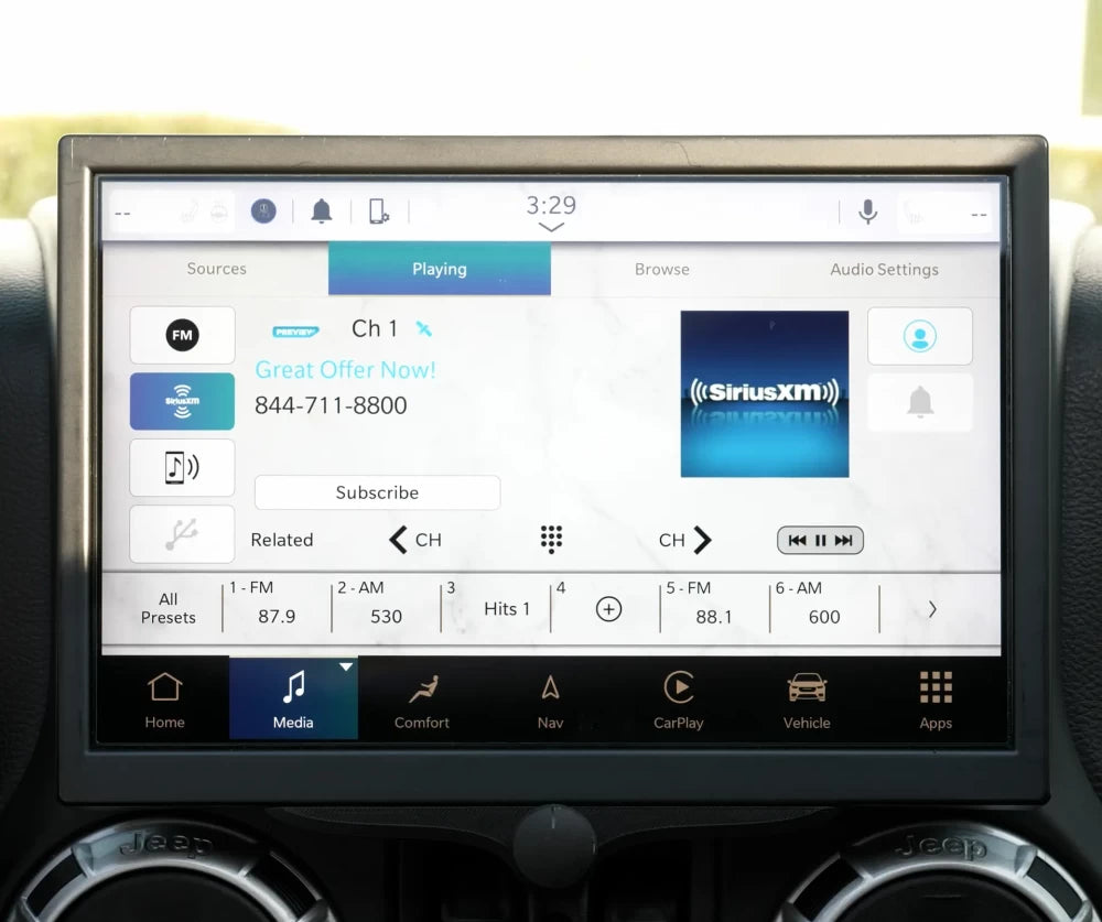 uconnect 5 jeep wrangler touch screen SiriusXM 360